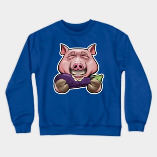 SNAX Pig eating eggplant Crewneck Sweatshirt